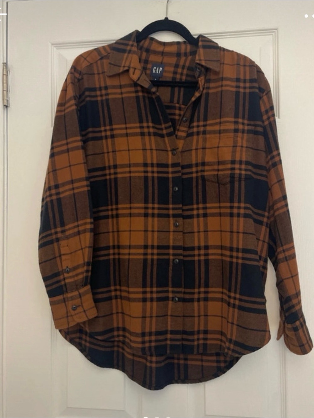 GAP brown & Black Plaid Button-Down flannel